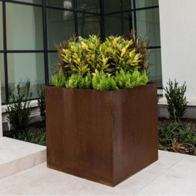 China O laser de aço do plantador do cubo do GV TUV Corten cortou a prova da abrasão de Rusty Steel Planters à venda