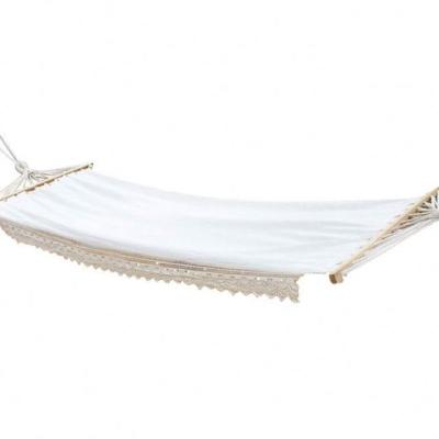 China Durable White Cotton Canvas Fringed Lace Photography1-2 Person Hammock Outdoors for sale