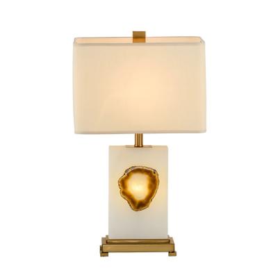 China Modern Marble and Metal Modern Decorative Living Room Bedroom Hotel Table Lamp with Fabric Shade Table Lamp Table Light for sale
