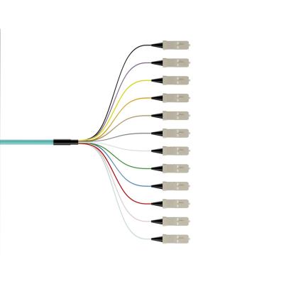 China Wavelength 850nm/1310nm/1550nm 12Color-Coded Bunch Ribbon Type SC Fiber Optic Pigtails for sale