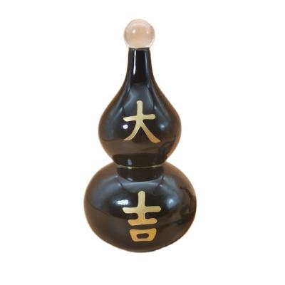 China China Feng Shui Ornament Natural Obsidian Carving Chinese Royal Auspicious Gourd To Defend Misfortune for sale