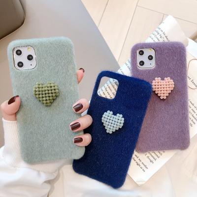 China Cute Shockproof Phone Case Girly Fur Heart Phone Case Cover For iPhone 11 for sale