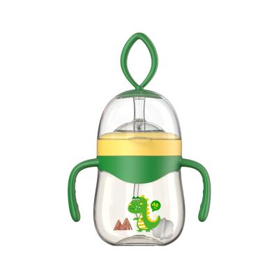 China Trainer 320ML BPA Free Natural Sippy Cup With Soft Nipple And Spout And Straw Water Bottle For Baby With Handle for sale