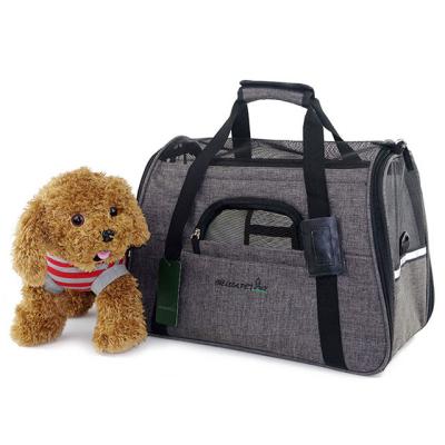 China Pet Breathable Foldable Cat Carrier Dog Carrier Airline Travel Approved For Small Dogs Puppy Cats With Adjustable Shoulder Strap for sale