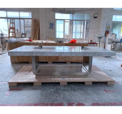 China Modern Look New Design L Shape Milk White Hi-macs Solid Outdoor Conference Table for sale