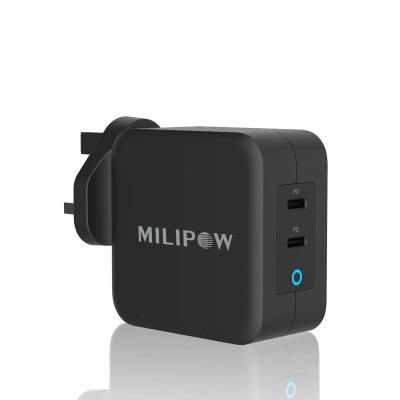 China LAPTOP 100W GaN Tech PD Charger, Dual USB-C Ports for MacBook Pro/Air 16,15,13, 12 Inch 61W 87W 96W, UK Plug with UKCA Certified for sale