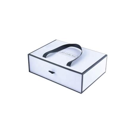 China Wholesale Recyclable High Quality Paper Box With Ribbon Handles Drawer Paper Gift Box For Gift Set for sale