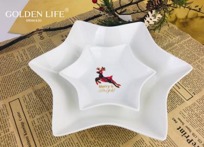 China Porcelain Hexagon plate with grid elk X`mas design Dinner Plate Household Breakfast Snack Dishes Plate for sale