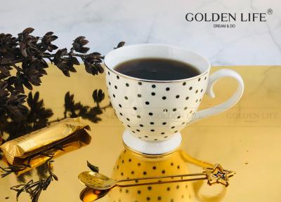 Китай New Bone China 15OZ Gold Design Footed Mug With 9.5cm Shape Square Dish Custom Coffee Mugs продается