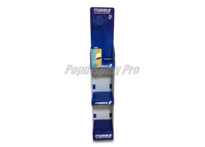 China Blue Retail Cardboard Floor Displays 3 Slant Tiers For Holding Massaging Slippers for sale