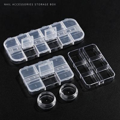 China China Wholesale Nail Art Storage Box 6/12grids Empty Nail Jewelry Decoration Small Plastic Storage Box with Lid for sale