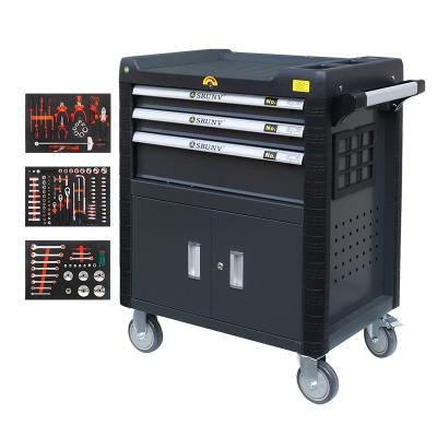 China 2021 New Design Car Repair Rolling Tool Chest Cabinet 158 PCS Tool Kit With 3 Drawers Stainless Hardware Working In Workshop for sale
