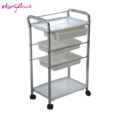 China Modern solid stainless iron beauty salon rolling trolley, salon trolley, beauty trolley for beauty spa HZ-925 for sale