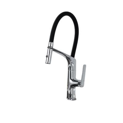 China Pull Out Flexible Spray Kitchen Faucet Silicone 360 Degree Matte Black Pull-Down Mixer Tap for sale