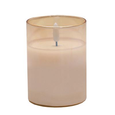 China Real 3d Birthdays Flame Home Decoration Pillar Paraffin Gold Glass Remote Control Led Candles for sale
