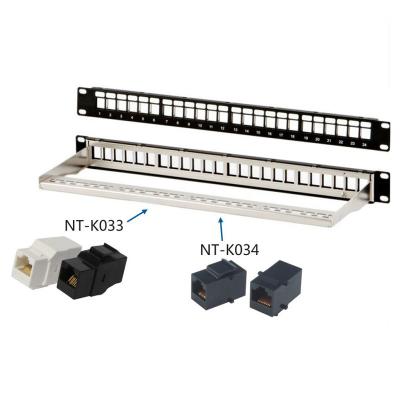 China Networking 24 Ports 19 Modular Cabling STP Inch Cat6 Unloaded Patch Panel for sale