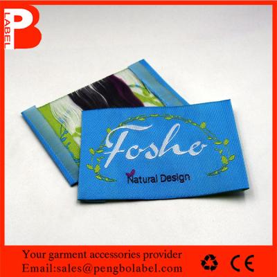 China Fashion woven edge black 50D polyester taffeta cap hat woven label for sale