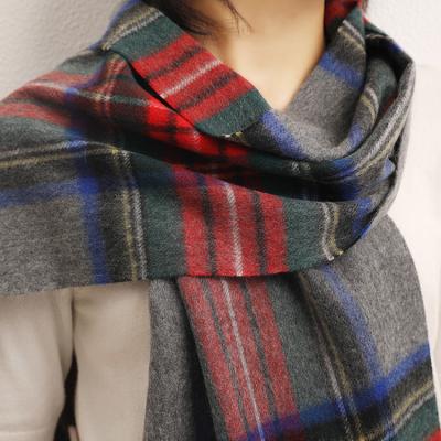 China Woolen Plaid Shawls Pashmina Soft Smooth Feeling Woman Keep Warm Scarf Gray Plaid Vintage Daily Life Scottish Shawls for sale