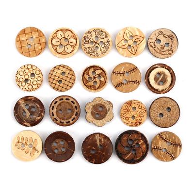 China Other Shell Natural Wood Coconut Buttons Retro Style Clothes DIY Round 2 Hole Button for sale