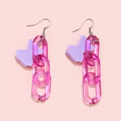 China Cute Cute Girls Personality Drop Earring Dangles Acrylic Clear Jelly Dangle Miniature Gummy Bear Earrings With Chain for sale