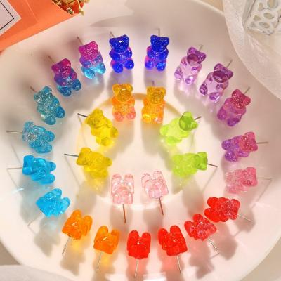 China Jelly Acrylic Resin Teddy Bear Gummy Candy Bear Stud Earrings Cute Multicolor Clear Pendant Jewelry Accessories for sale