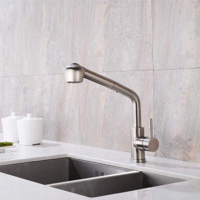 China Modern Brushed Nickel Slight Burn Handle 360 Rotation Mixer Tap Kitchen Mixer Tap Pull Out Kitchen Faucets for sale