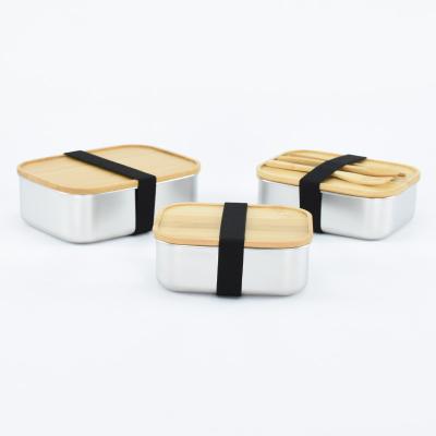 China Freshness Preservation Leakageproof Metal Storage Food Containers Stainless Steel Kids School Bento Lunch Boxes With Buckle for sale