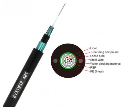 Chine Cable à fibre optique extérieure GYXTW53 G652D SM 24 48 Cable à fibre blindée à noyau à vendre