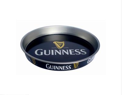 China Round Big Metal wine serving tray Full Color Printed Tin Bar Gift Pallet for sale