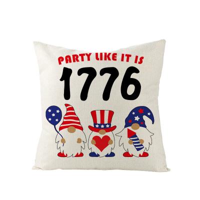 China Folded Independence Day Cheap Custom Print Cushion Cover Decoration holiday Throw Pillow Cover Blank Sublimation Linen Pillow Case for sale