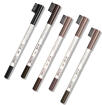 China Waterproof Wholesales 12pcs Each Color Custom Personal Label Double Headed Wooden Hard Core Eyebrow Pen Waterproof Brow Pencil For Lady for sale