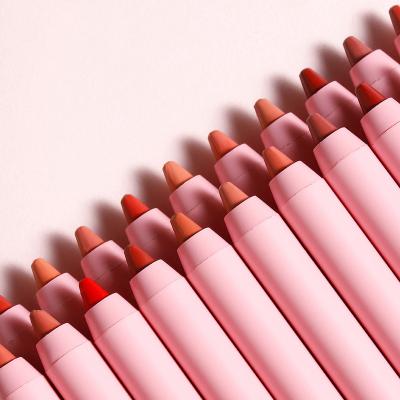 China Waterproof Wholesale Custom Private Label Cosmetic Makeup Lipliner Pencil 12pcs/Set Pink Foam Lip-enhancing Cute Lip Liner For Women for sale
