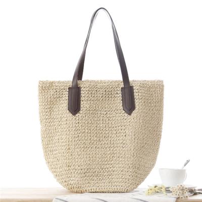 China 2022 New Fashion Women's Tote Bag Straw Woven Shoulder Bag Large Capacity Beach Casual Bag for sale