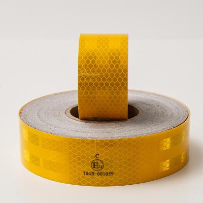China Yellow Conspicuity ECE 104r Reflective Tape Film Sheeting Vinyl Stripe Sticker Marker in Roll with Adhesive for Truck Car for sale