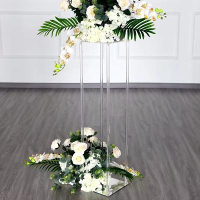 China Venta al por mayor Estand de flores acrílicas cuadradas para decoración de piezas centrales de eventos de bodas en venta