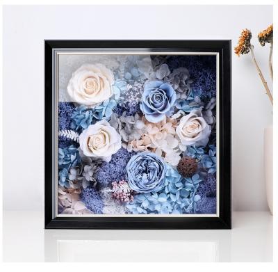 China Custom Wholesale High Quality Simple 7inch Wall Art 3D Square DIY Shadow Boxes Deep Solid Wood Photo Frame for sale