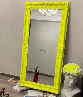 China Custom Modern Large Size Antique Wall Design European Creative Wood Floor Decorative Stand Wooden Framed Dressing Mirror for sale