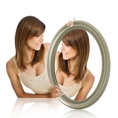 China Modern Simple Rectangle Shape Bathroom Wall Mirror Bathroom Decoration Custom Wholesale Contemporary Oval Plastic Frame Mirror for sale