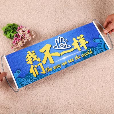 China Health Care Institutes Health Institute Promotional Advertising Hand Rolling Banner Fans Encouragement Hand Held Retractable Banner for sale