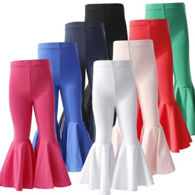 China Hot Selling Child Breathable Leggings Rich Color Kids Ruffle Pants Fashion Bell Bottom Children Legging for sale