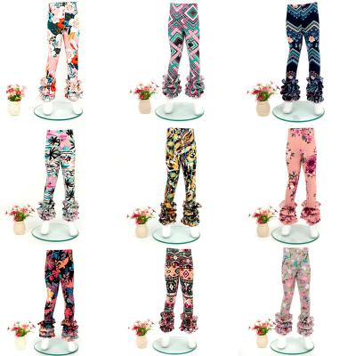 China Customized Kids Breathable Digital Printing Legging With Lace Legging Opening Kids Legging Fashionable Outfit for sale
