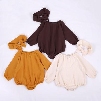 China Breathble Cotton Baby Romper High Quality Hot Selling Comfy 100% Long Sleeve Short Romper For Summer for sale