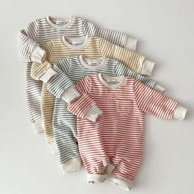 China New Breathble Cozy Spring Baby Striped Simple Striped Casual Infant Fleece Romper Boys Girls Overalls Warm Clothes Winter for sale