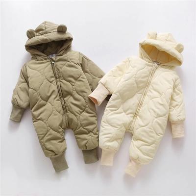 China Comfortable Wholesale Rompers Baby Winter Breathble Outfit Infant Bear Ear Clothes Fur Lining Toddler Girls Rompers for sale