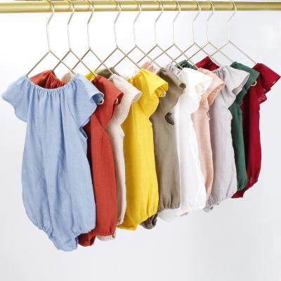 China Breathble INS Style Cotton Canvas Baby Romper Summer Comfortable Infant Girl Outfit Short Romper 10 Colors for sale