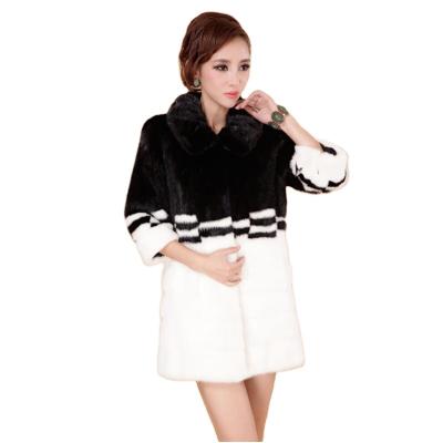 China Winter Sustainable Women Mink Fur Coat Japanese Faux Apparel Spliced Fox Fur Loose Big Thicken Long Section Fur Double Color Warm Outerwear for sale