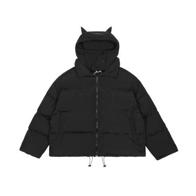 China Waterproof Hooded Cotton Coat Quilt Cotton Jacket Fabric Winter Thick Embroidered Custom Logo Pocket Men Coat for sale