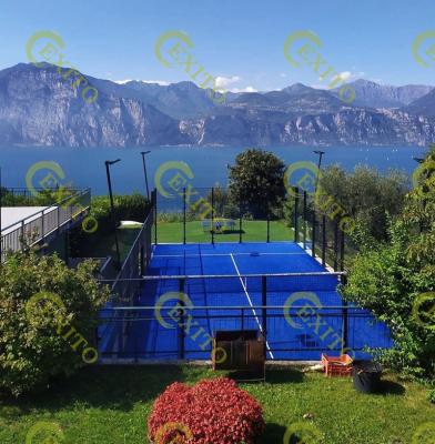 China EXITO High Quality Glass 100*100*3mm Full Without Corner Outdoor And Indoor Panoramic Padel Court Padel Court 10*20m for sale