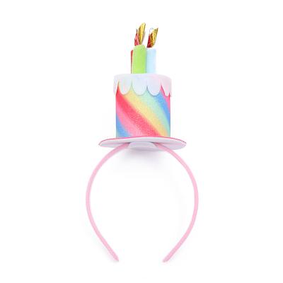 China Exquisite Leather Colorful Gradient Children's Birthday Cake Party Decration Ychon Glitter Hair Band Holiday Party Hair Accessories for sale