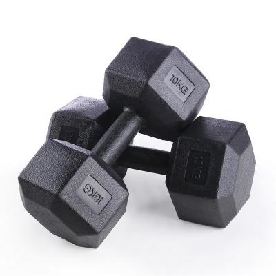 China Durable Gym Hex Standard Dumbbells Solid Rubber Wrapped Weights Sets Hex Hex Dumbbell Set for sale